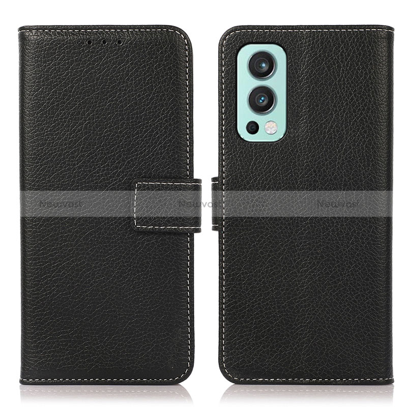 Leather Case Stands Flip Cover Holder K08Z for OnePlus Nord 2 5G Black