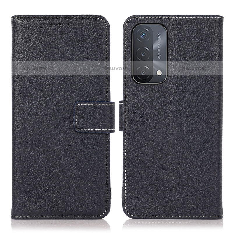 Leather Case Stands Flip Cover Holder K08Z for OnePlus Nord N200 5G Navy Blue