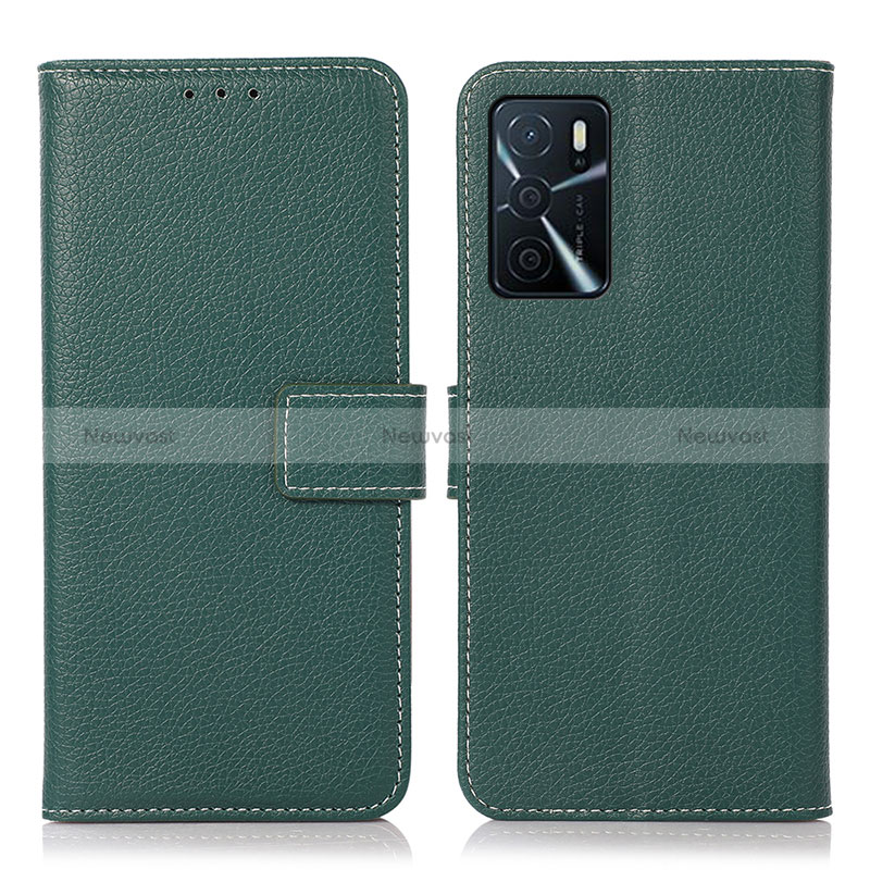 Leather Case Stands Flip Cover Holder K08Z for Oppo A16s Green