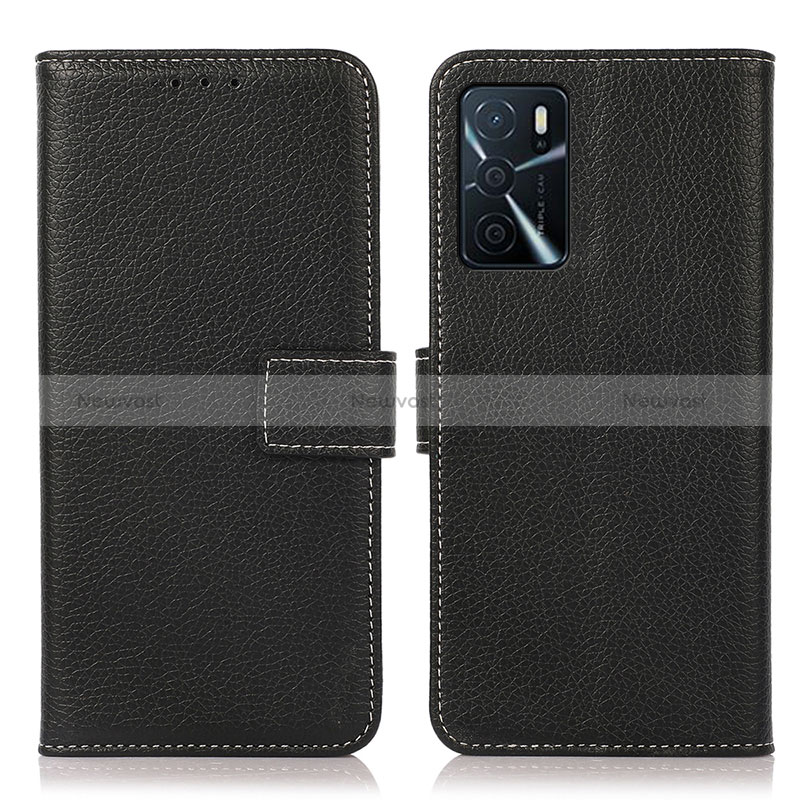 Leather Case Stands Flip Cover Holder K08Z for Oppo A54s Black