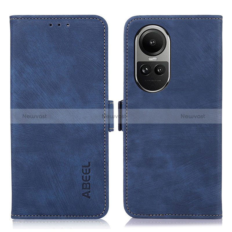 Leather Case Stands Flip Cover Holder K08Z for Oppo Reno10 5G Blue