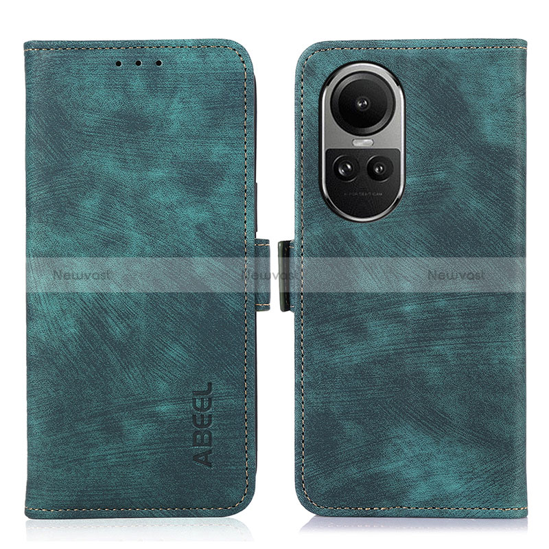 Leather Case Stands Flip Cover Holder K08Z for Oppo Reno10 5G Green