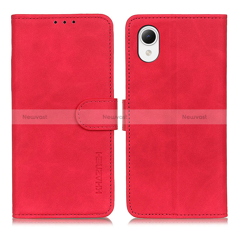 Leather Case Stands Flip Cover Holder K08Z for Samsung Galaxy A23 5G SC-56C Red