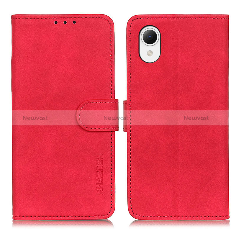Leather Case Stands Flip Cover Holder K08Z for Samsung Galaxy A23e 5G Red