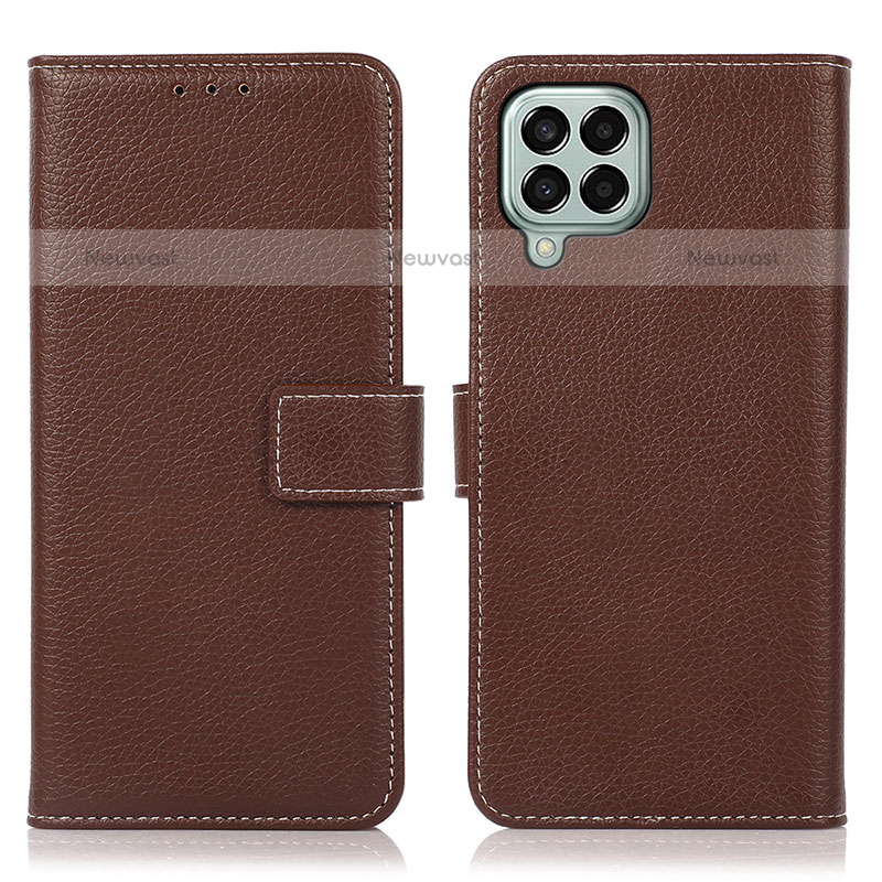 Leather Case Stands Flip Cover Holder K08Z for Samsung Galaxy M33 5G Brown