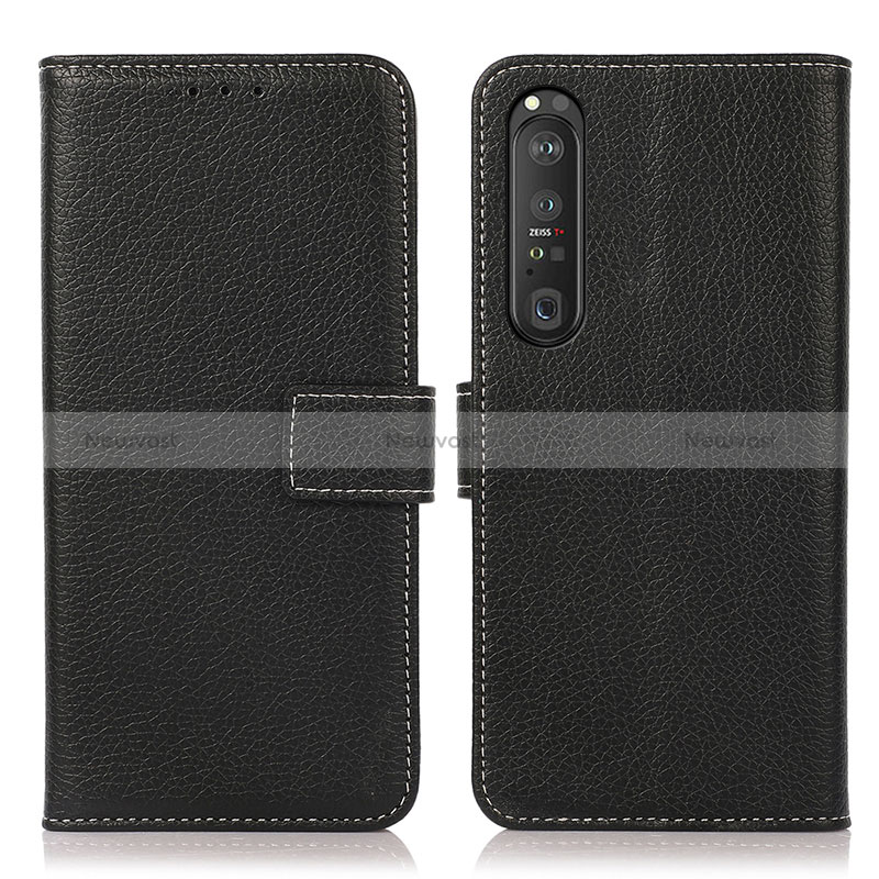 Leather Case Stands Flip Cover Holder K08Z for Sony Xperia 1 III Black