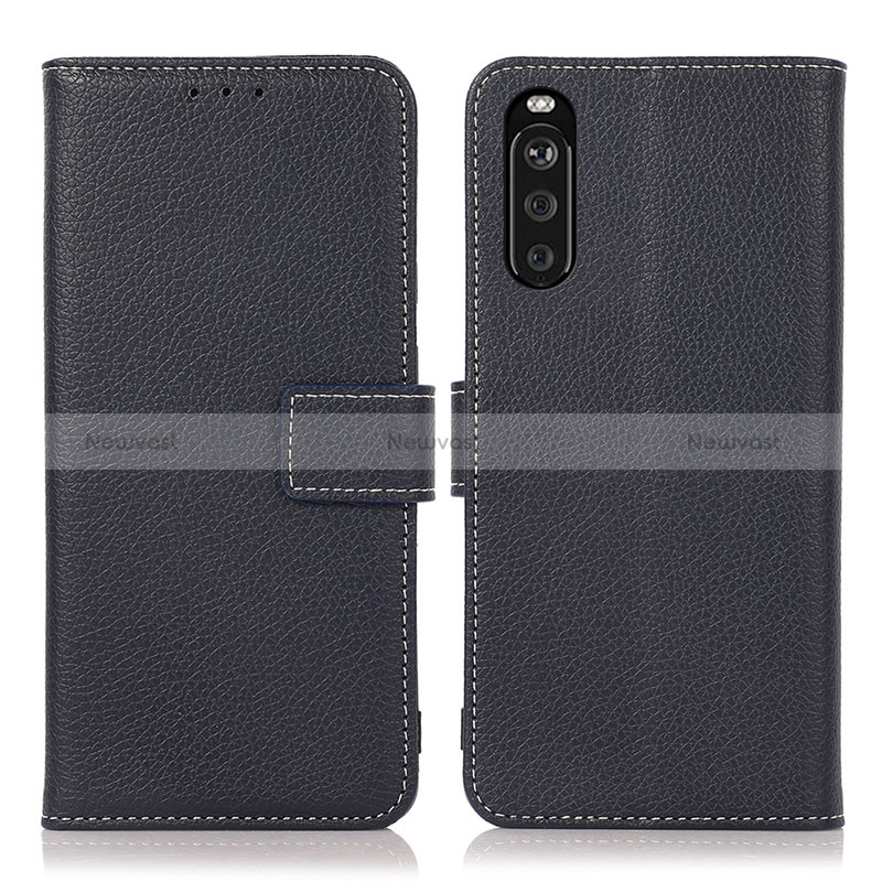 Leather Case Stands Flip Cover Holder K08Z for Sony Xperia 10 III Lite Navy Blue