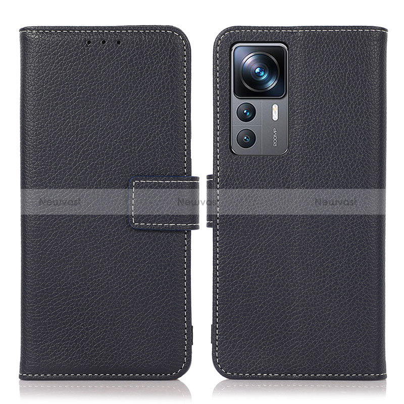 Leather Case Stands Flip Cover Holder K08Z for Xiaomi Mi 12T 5G Navy Blue