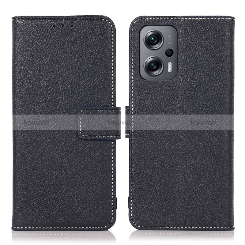 Leather Case Stands Flip Cover Holder K08Z for Xiaomi Poco X4 GT 5G Navy Blue