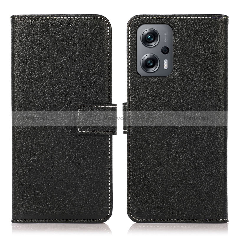 Leather Case Stands Flip Cover Holder K08Z for Xiaomi Redmi Note 12T Pro 5G Black