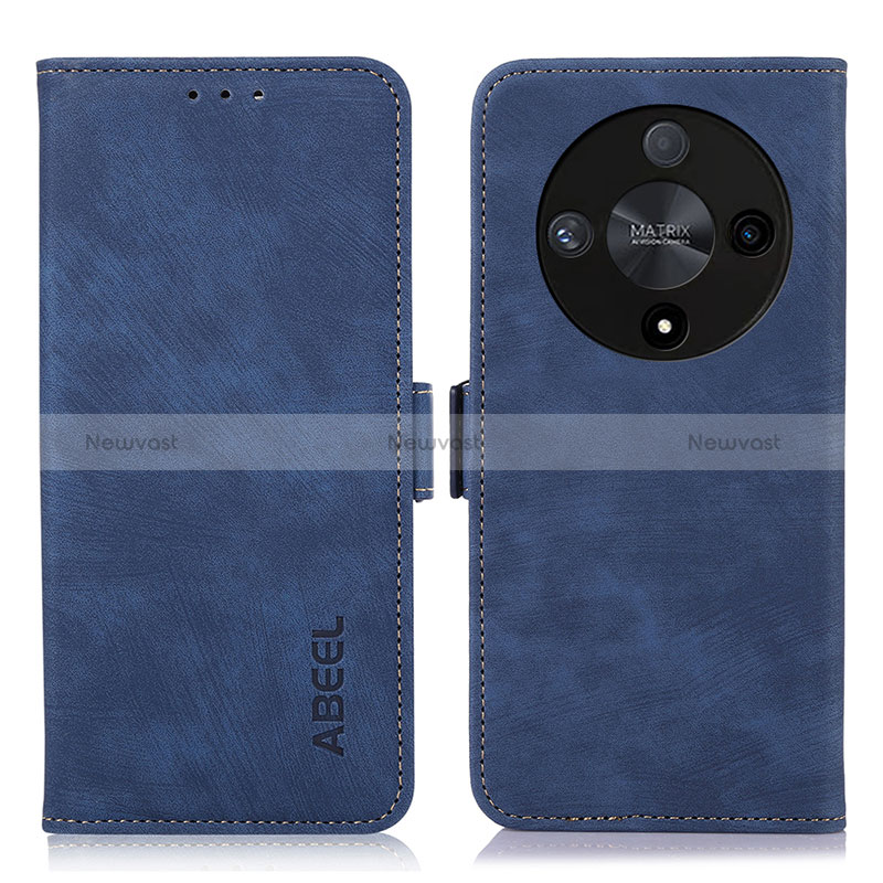 Leather Case Stands Flip Cover Holder K09Z for Huawei Honor X9b 5G Blue