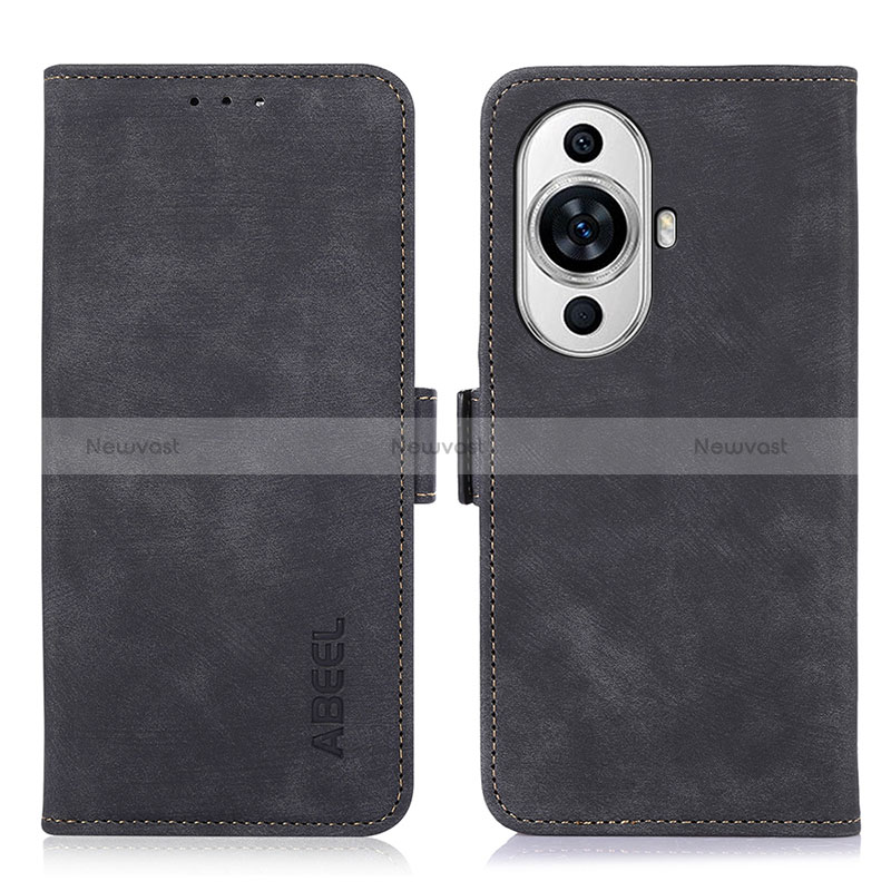 Leather Case Stands Flip Cover Holder K09Z for Huawei Nova 11 Pro Black