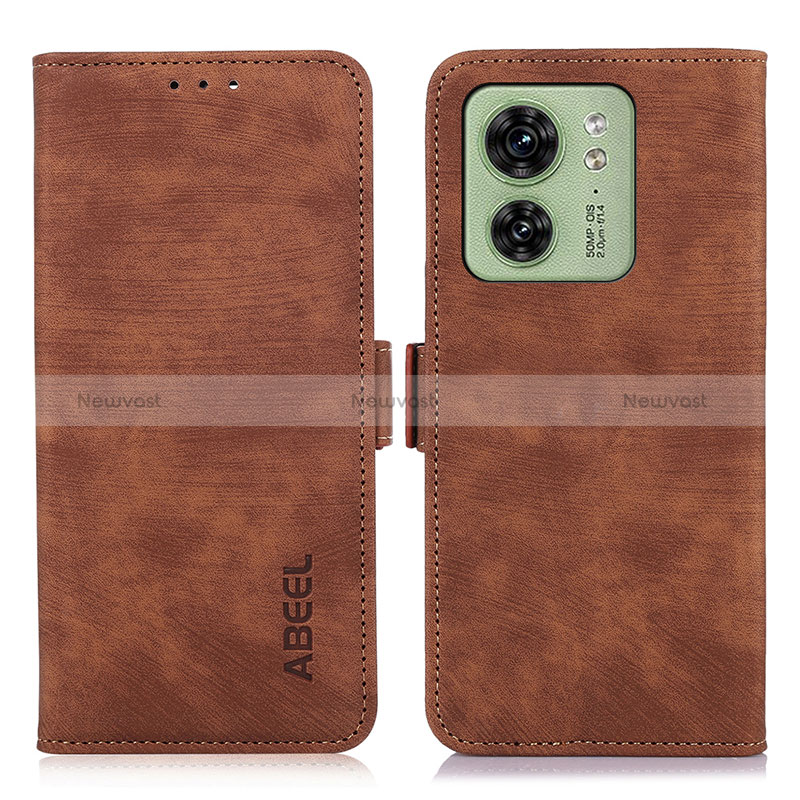 Leather Case Stands Flip Cover Holder K09Z for Motorola Moto Edge (2023) 5G Brown