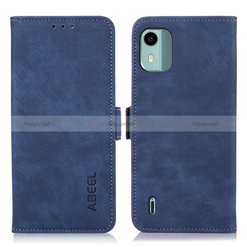 Leather Case Stands Flip Cover Holder K09Z for Nokia C12 Plus Blue