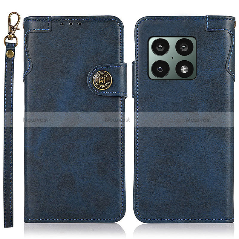 Leather Case Stands Flip Cover Holder K09Z for OnePlus 10 Pro 5G Blue