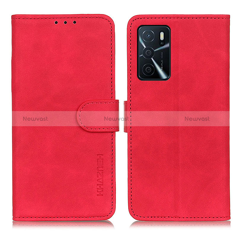 Leather Case Stands Flip Cover Holder K09Z for Oppo A16 Red