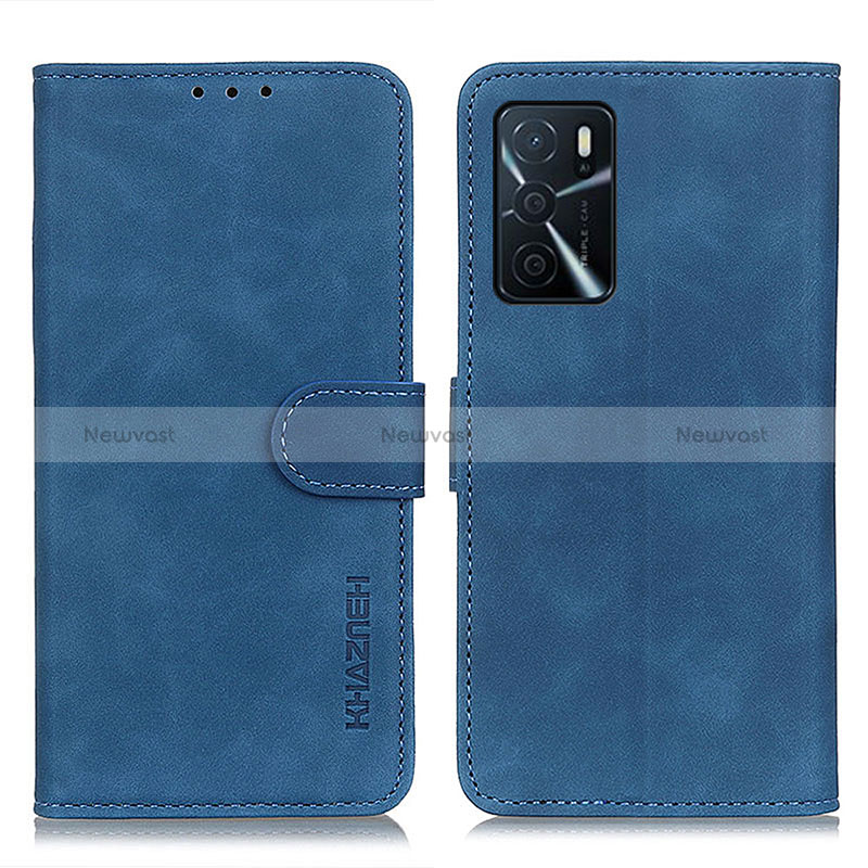 Leather Case Stands Flip Cover Holder K09Z for Oppo A16s Blue