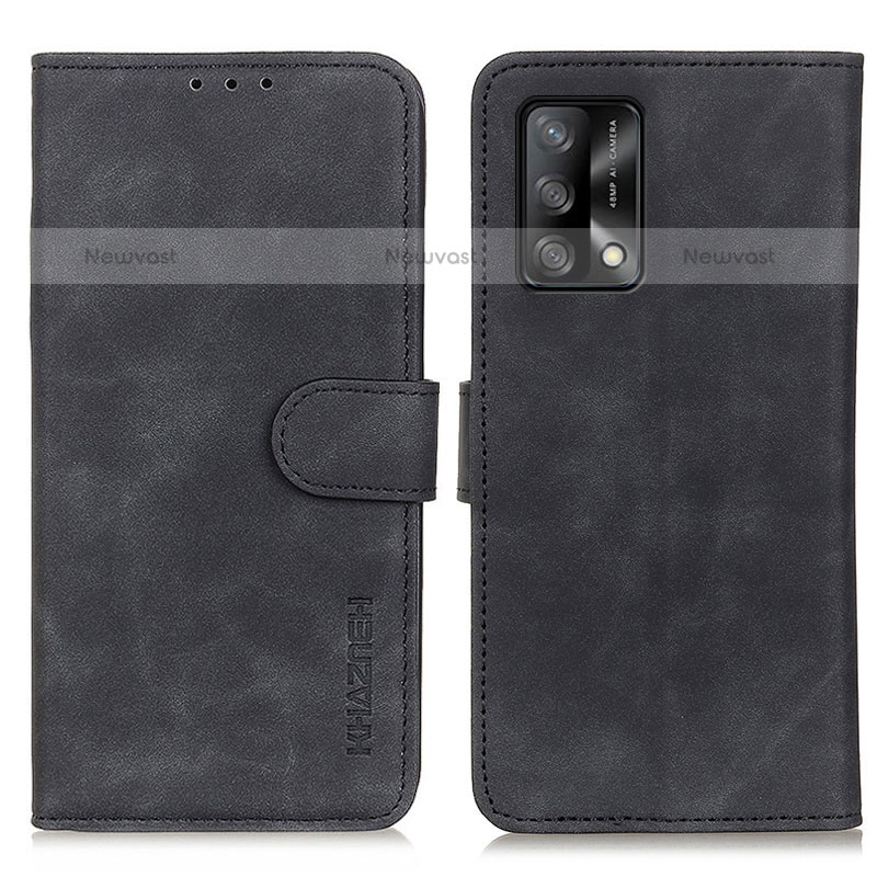 Leather Case Stands Flip Cover Holder K09Z for Oppo A74 4G Black