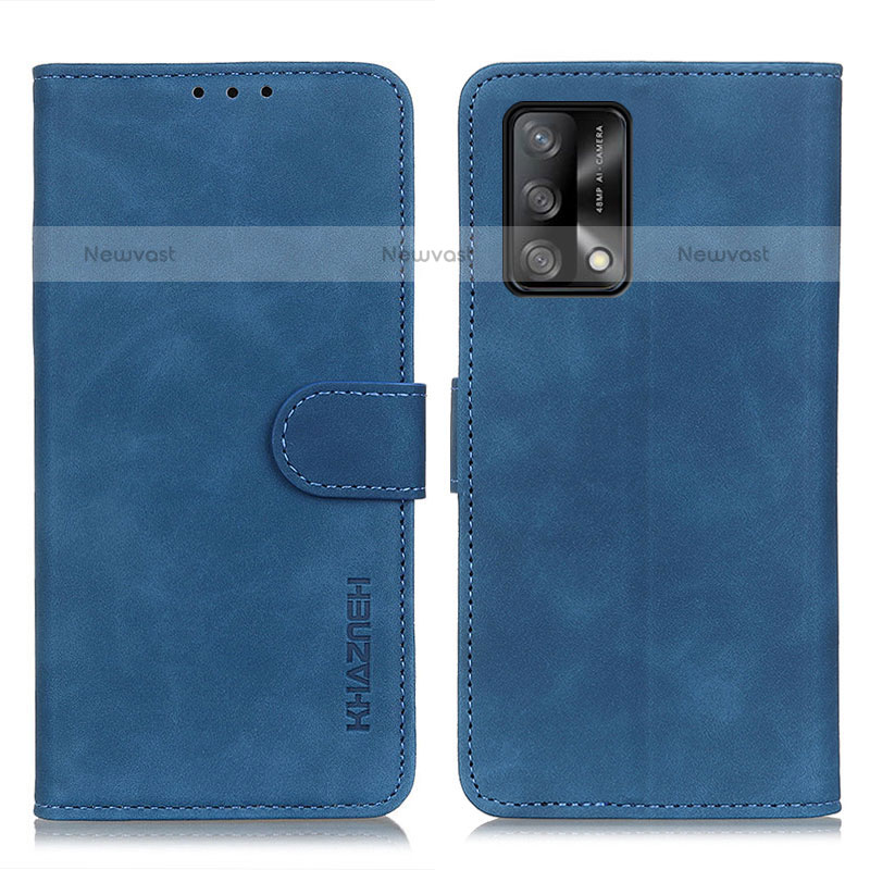 Leather Case Stands Flip Cover Holder K09Z for Oppo A74 4G Blue