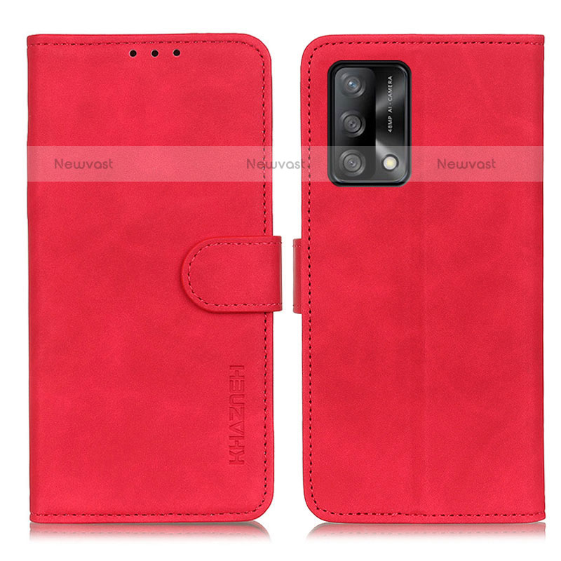 Leather Case Stands Flip Cover Holder K09Z for Oppo A74 4G Red