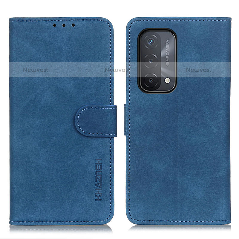 Leather Case Stands Flip Cover Holder K09Z for Oppo A93 5G Blue