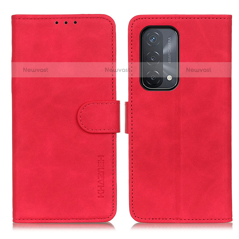 Leather Case Stands Flip Cover Holder K09Z for Oppo A93 5G Red