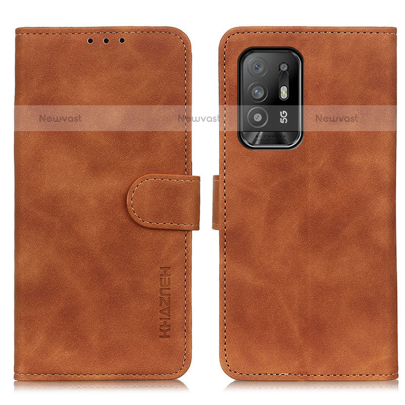 Leather Case Stands Flip Cover Holder K09Z for Oppo A94 5G Brown