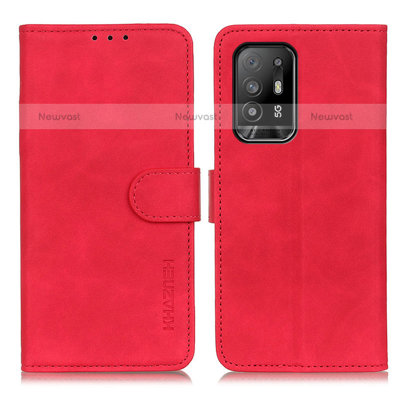 Leather Case Stands Flip Cover Holder K09Z for Oppo A94 5G Red