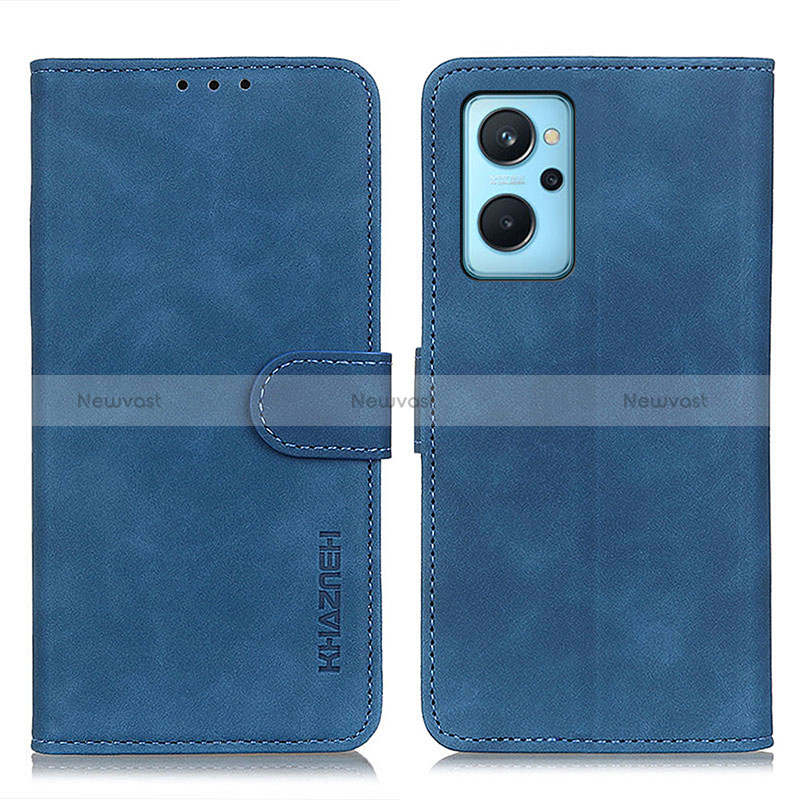 Leather Case Stands Flip Cover Holder K09Z for Oppo A96 4G Blue