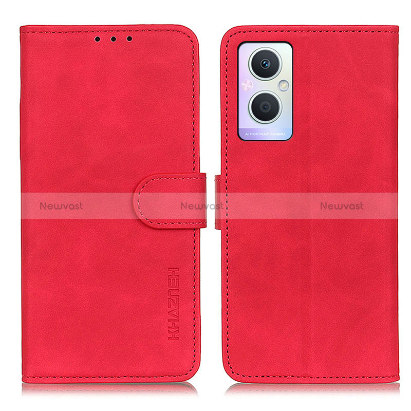 Leather Case Stands Flip Cover Holder K09Z for Oppo A96 5G Red