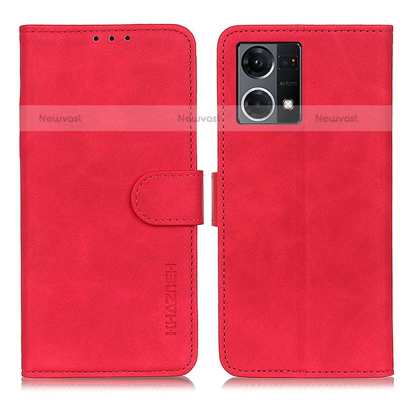 Leather Case Stands Flip Cover Holder K09Z for Oppo F21 Pro 4G Red