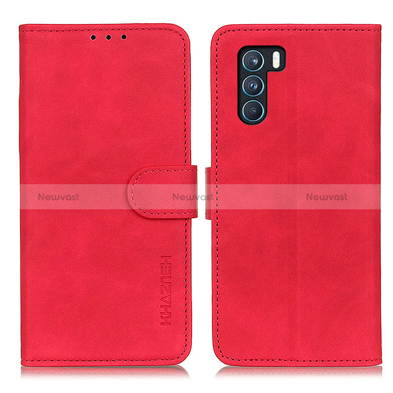 Leather Case Stands Flip Cover Holder K09Z for Oppo K9 Pro 5G Red