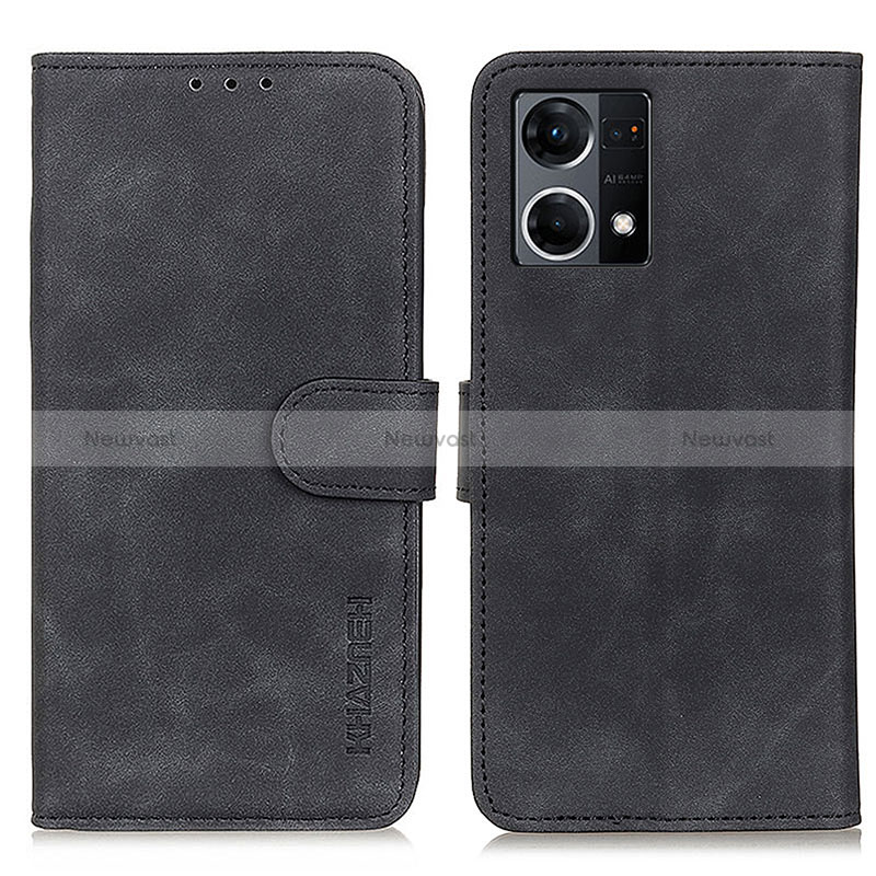 Leather Case Stands Flip Cover Holder K09Z for Oppo Reno7 4G Black