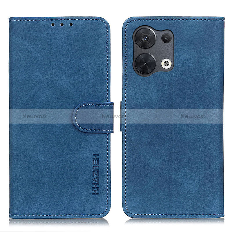 Leather Case Stands Flip Cover Holder K09Z for Oppo Reno8 5G Blue