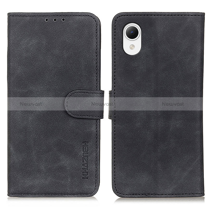 Leather Case Stands Flip Cover Holder K09Z for Samsung Galaxy A23 5G SC-56C Black