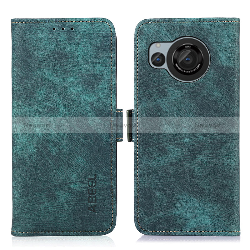 Leather Case Stands Flip Cover Holder K09Z for Sharp Aquos R8 Green