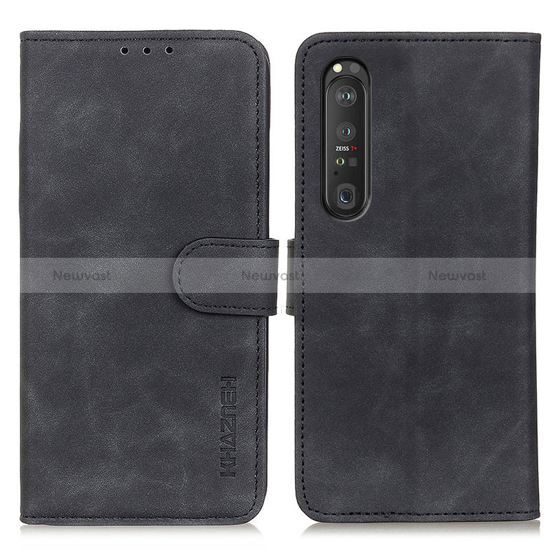 Leather Case Stands Flip Cover Holder K09Z for Sony Xperia 1 III Black