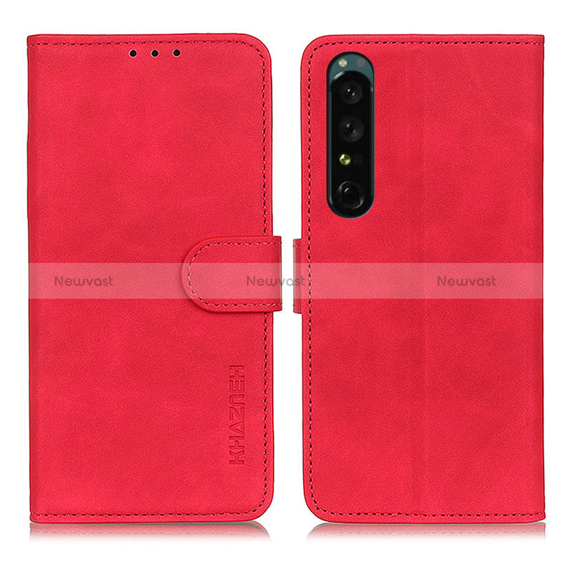 Leather Case Stands Flip Cover Holder K09Z for Sony Xperia 1 IV Red