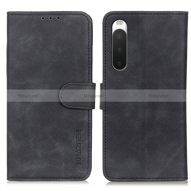 Leather Case Stands Flip Cover Holder K09Z for Sony Xperia 10 IV Black