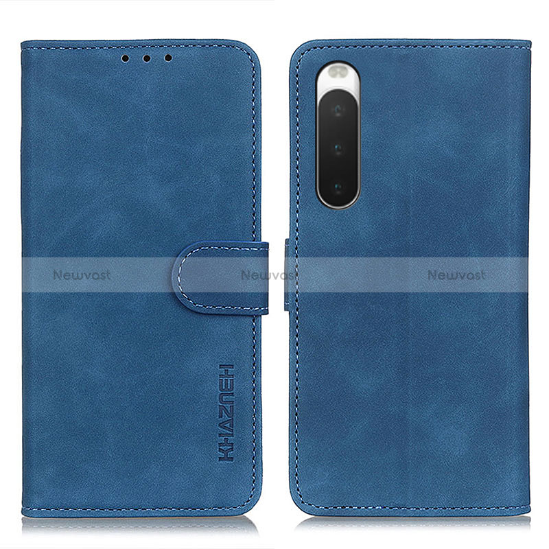 Leather Case Stands Flip Cover Holder K09Z for Sony Xperia 10 IV Blue