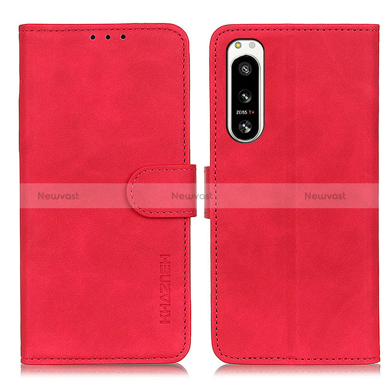 Leather Case Stands Flip Cover Holder K09Z for Sony Xperia 5 IV Red