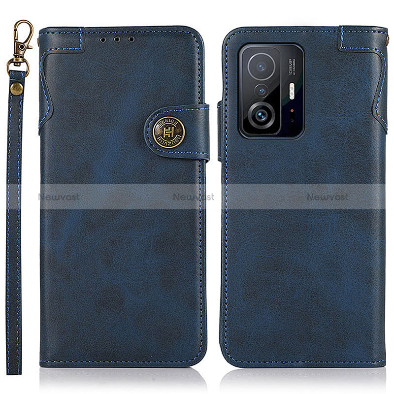 Leather Case Stands Flip Cover Holder K09Z for Xiaomi Mi 11T Pro 5G Blue