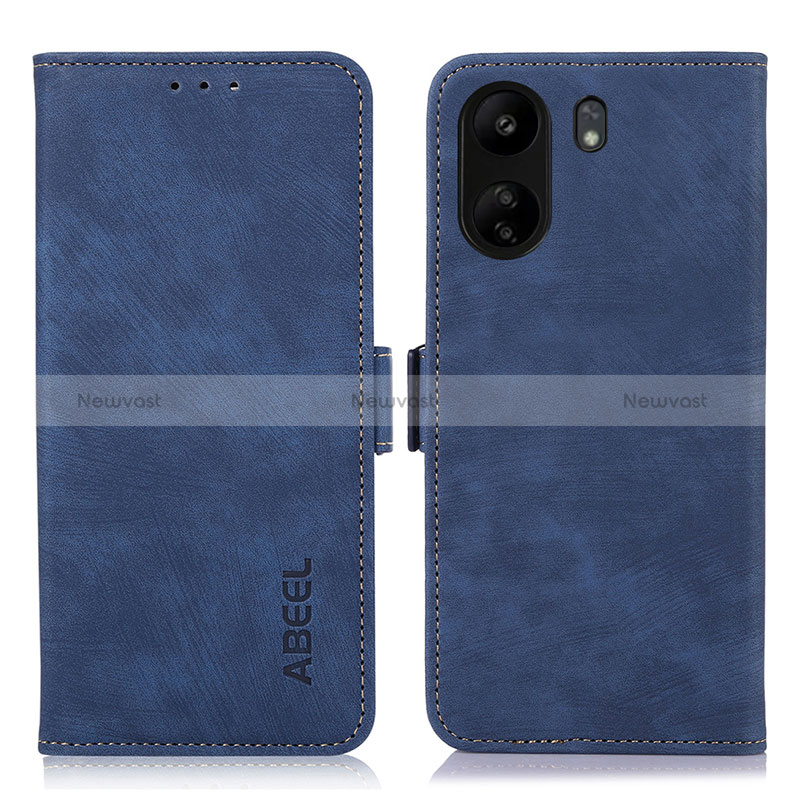 Leather Case Stands Flip Cover Holder K09Z for Xiaomi Redmi 13C Blue