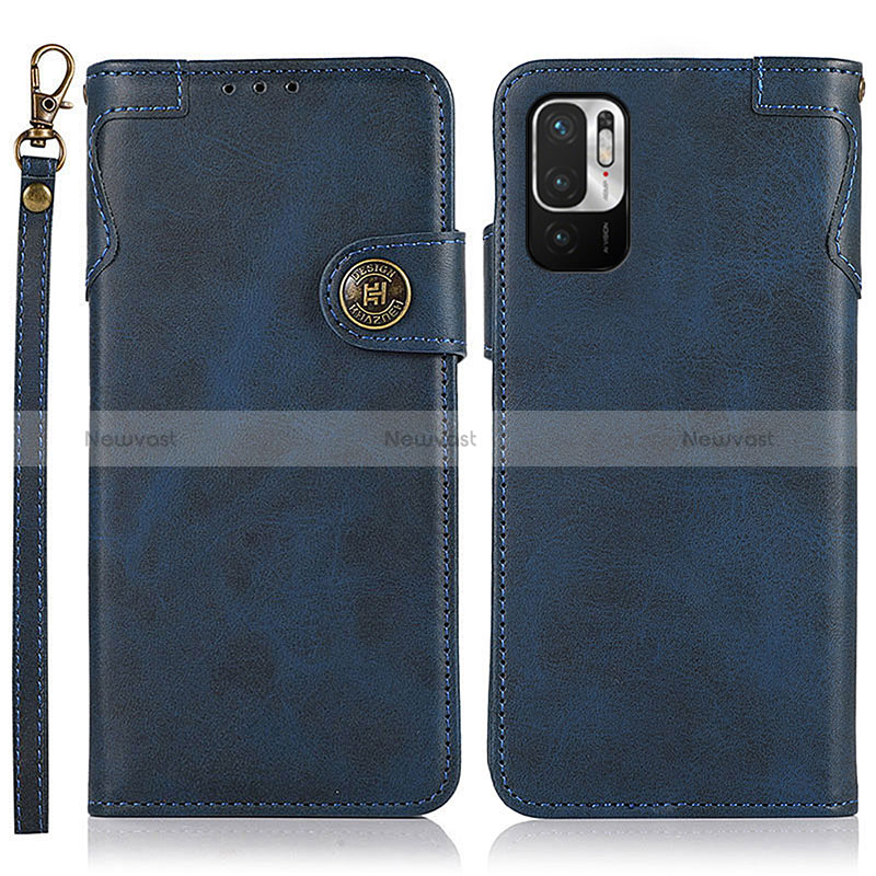 Leather Case Stands Flip Cover Holder K09Z for Xiaomi Redmi Note 10 JE 5G Blue