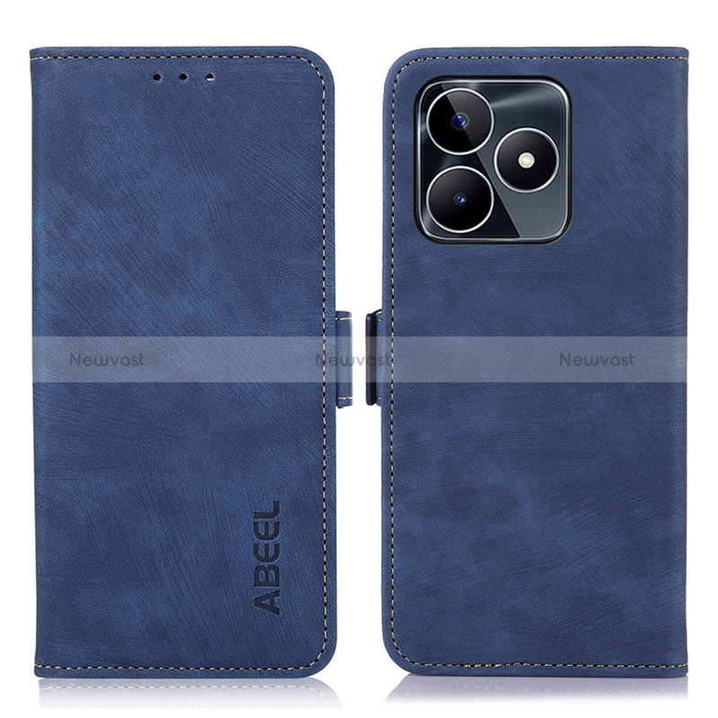 Leather Case Stands Flip Cover Holder K10Z for Realme C53 India Blue