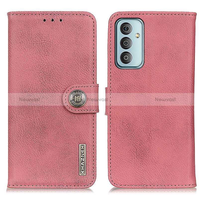 Leather Case Stands Flip Cover Holder KZ02 for Samsung Galaxy M23 5G Pink