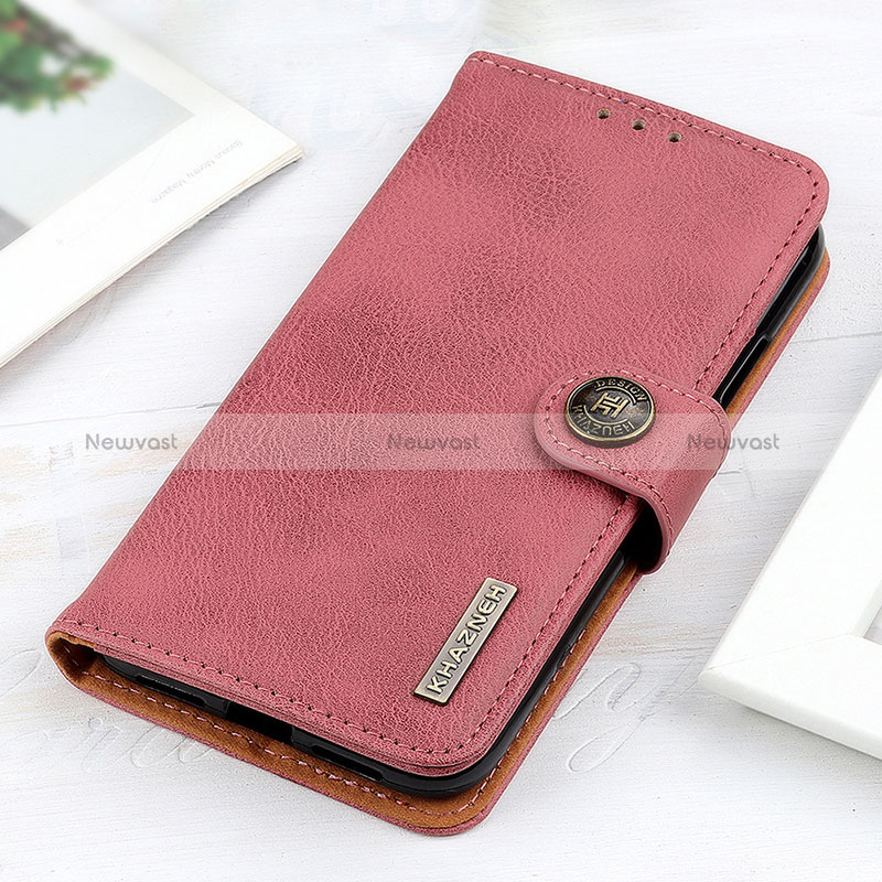 Leather Case Stands Flip Cover Holder KZ2 for Huawei Honor X8b Pink