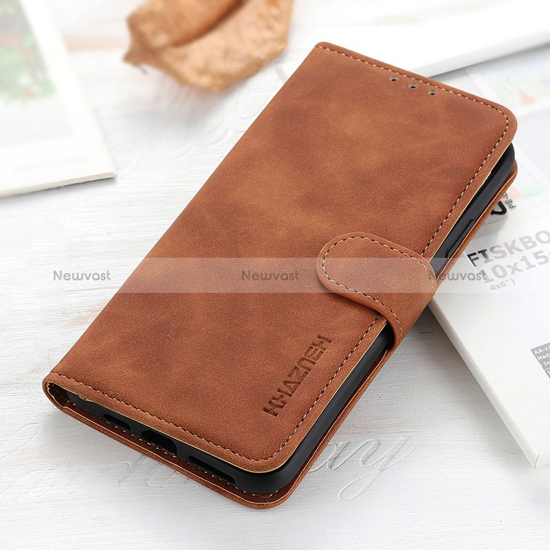 Leather Case Stands Flip Cover Holder KZ3 for Huawei Enjoy 50 Pro Brown