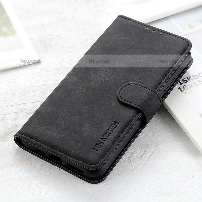 Leather Case Stands Flip Cover Holder KZ3 for Xiaomi Poco C65 Black