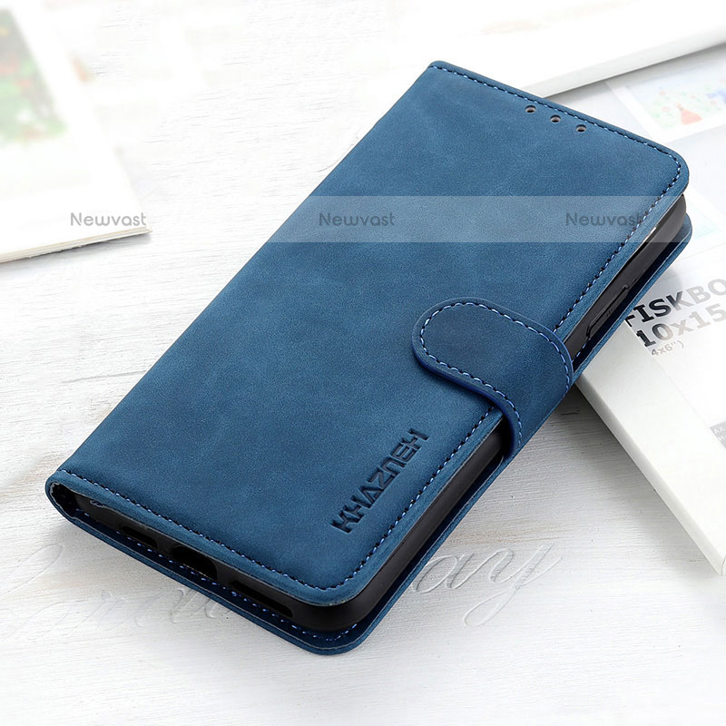 Leather Case Stands Flip Cover Holder KZ3 for Xiaomi Poco C65 Blue